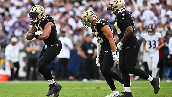 Sep 20, 2026; Baltimore, Maryland, USA; New Orleans Saints defensive end Chase Young (99) celebrates a sack in the second half against the Baltimore Ravens at M&T Bank Stadium. Mandatory Credit: Jamie Sabau-Imagn Images Sep 20, 2026; Baltimore, Maryland, USA; New Orleans Saints defensive end Chase Young (99) celebrates a sack in the second half against the Baltimore Ravens at M&T Bank Stadium. Mandatory Credit: Jamie Sabau-Imagn Images