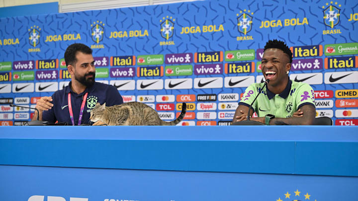 Un invité surprise a pu participer à la conférence de presse du Brésil.