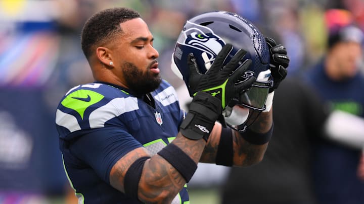 Oct 22, 2023; Seattle, Washington, USA; Seattle Seahawks safety Jamal Adams (33) prior to the game against the Arizona Cardinals at Lumen Field.