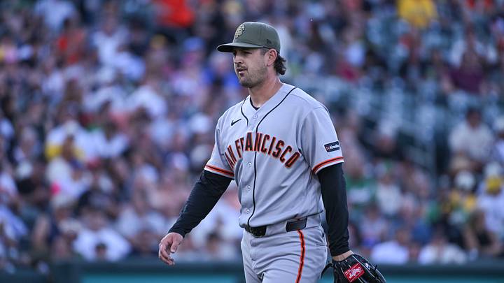 May 15, 2026; West Sacramento, California, USA; San Francisco Giants pitcher Tyler Mahle (54) walks off the mound after retiring the last batter of the first inning in the game against the Athletics at Sutter Health Park. Mandatory Credit: Ed Szczepanski-Imagn Images