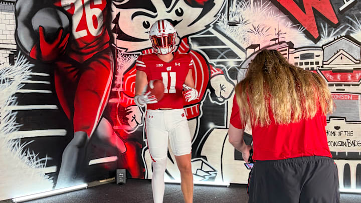 Wisconsin outside linebacker target Ben Duncum during a photo shoot at his official visit the weekend of June 12-15.