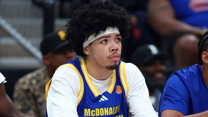 Mar 31, 2026; Glendale, AZ, USA; Tyran Stokes (4) during the McDonalds All American Boys Game at Desert Diamond Arena. Mandatory Credit: Mark J. Rebilas-Imagn Images Mar 31, 2026; Glendale, AZ, USA; Tyran Stokes (4) during the McDonalds All American Boys Game at Desert Diamond Arena. Mandatory Credit: Mark J. Rebilas-Imagn Images