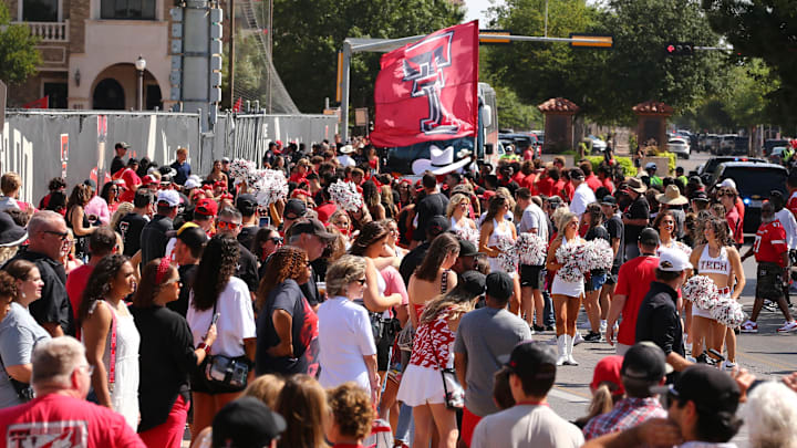 Sep 30, 2023; Lubbock, Texas, USA;  A general view of fans outside of Jones AT&T Stadium and Cody Campbell Field before the game between the Texas Tech Red Raiders and the Houston Cougars. Mandatory Credit: Michael C. Johnson-USA TODAY Sports