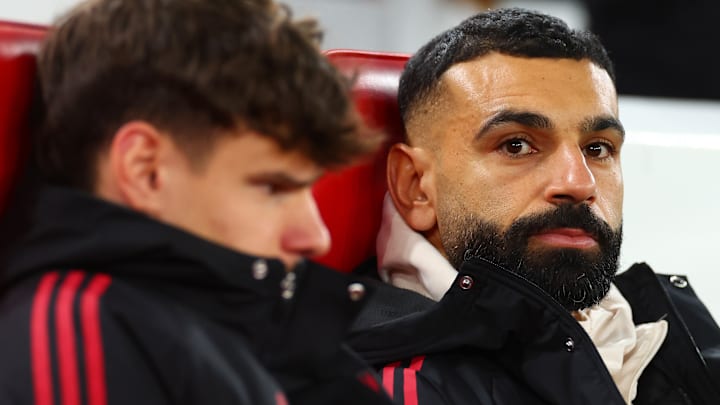 Mohamed Salah (right) was an unused substitute in Liverpool’s 3–3 draw against Leeds United.