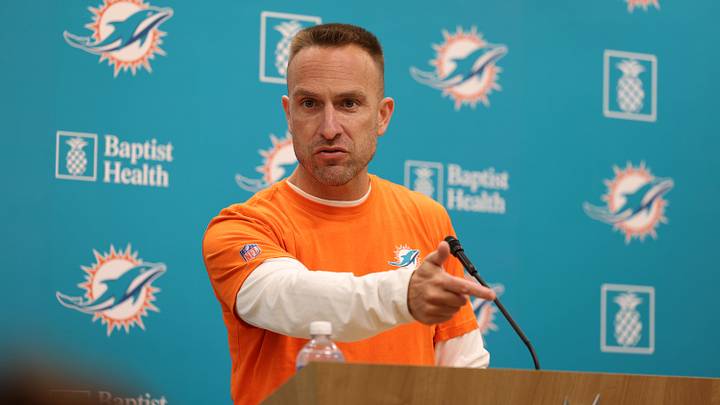 Miami Dolphins head coach Jeff Hafley speaks during the press conference for minicamp at the Baptist Health Training Complex. Miami Dolphins head coach Jeff Hafley speaks during the press conference for minicamp at the Baptist Health Training Complex.
