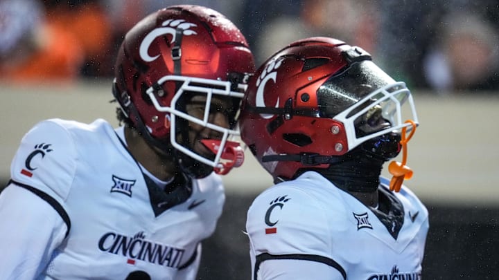 Cincinnati Bearcats running back Myles Montgomery celebrates touchdown at Oklahoma State Cowboys