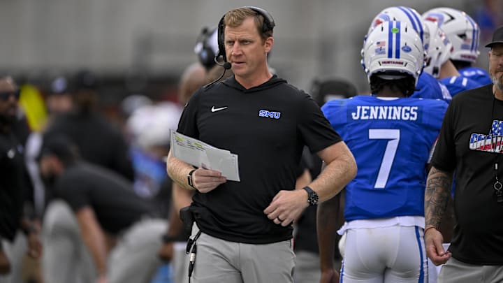 SMU Mustangs head coach Rhett Lashlee is one of the early names linked to the Arkansas opening.