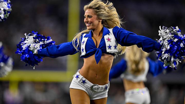The Dallas Cowboys cheerleaders perform during the game against the Green Bay Packers at AT&T Stadium. 