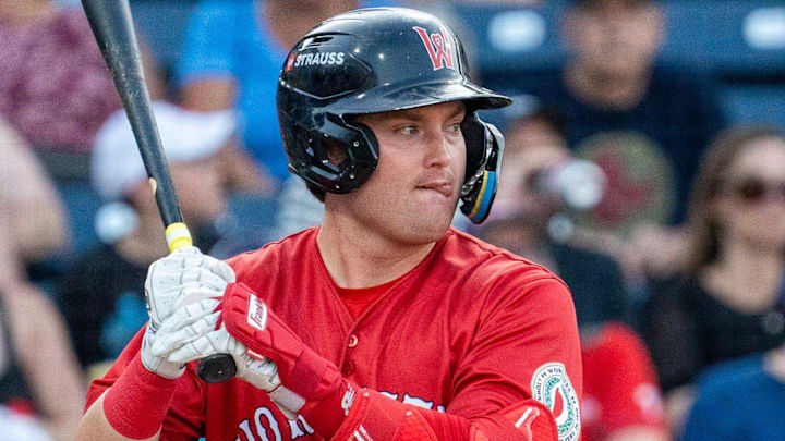 Worcester’s Blaze Jordan bats against Lehigh Valley at Polar Park July 29.