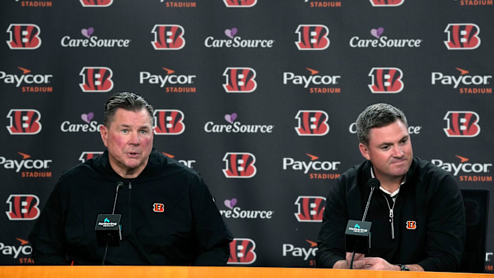 Cincinnati Bengals head coach Zac Taylor, right, introduced new defensive coordinator Al Golden at Paycor Stadium on Monday, January 27, 2025. Golden returns to Cincinnati after being the defensive coordinator for the Notre Dame Fighting Irish. Golden was the Bengals linebacker coach from 2020-21. Cincinnati Bengals head coach Zac Taylor, right, introduced new defensive coordinator Al Golden at Paycor Stadium on Monday, January 27, 2025. Golden returns to Cincinnati after being the defensive coordinator for the Notre Dame Fighting Irish. Golden was the Bengals linebacker coach from 2020-21.