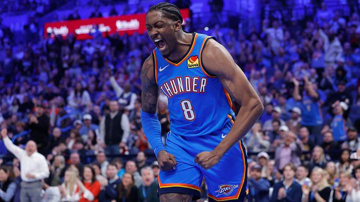 Dec 18, 2025; Oklahoma City, Oklahoma, USA; Oklahoma City Thunder guard Jalen Williams (8) screams and celebrates after dunking against the Los Angeles Clippers during the second quarter at Paycom Center. Mandatory Credit: Alonzo Adams-Imagn Images Dec 18, 2025; Oklahoma City, Oklahoma, USA; Oklahoma City Thunder guard Jalen Williams (8) screams and celebrates after dunking against the Los Angeles Clippers during the second quarter at Paycom Center. Mandatory Credit: Alonzo Adams-Imagn Images