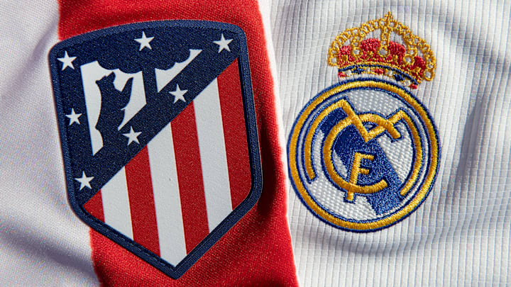 The Atlético Madrid and Real Madrid Club Badges