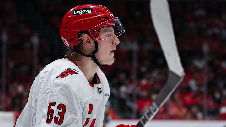 The Carolina Hurricanes locked up rising star Jackson Blake with an 8-year contract extension.