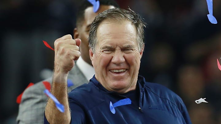 2017: Bill Belichick celebrates after Super Bowl LI where the New England Patriots vs The Atlanta Falcon at NRG Stadium, Houston.