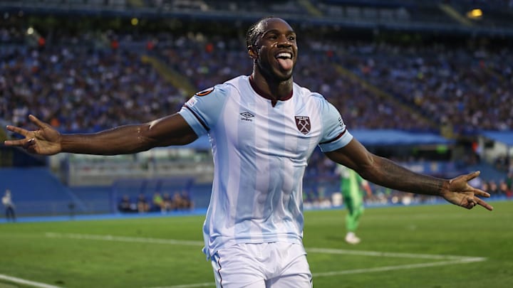 El jugador Michail Antonio celebra un gol con el West Ham United.