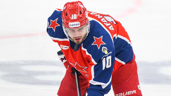 Egor Afanasyev (10) CSKA Moscow Hockey Club seen in action...