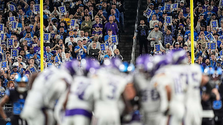 Detroit Lions fans cheer against Minnesota Vikings before a third down during the second half at Ford Field in Detroit on Sunday, Jan. 5, 2025. Detroit Lions fans cheer against Minnesota Vikings before a third down during the second half at Ford Field in Detroit on Sunday, Jan. 5, 2025.