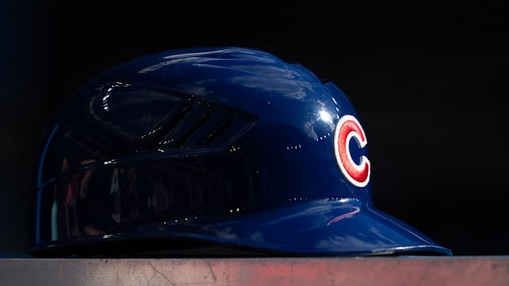 Aug 12, 2023; Toronto, Ontario, CAN; A Chicago Cubs helmet rests on the dugout during a MLB game against the Toronto Blue Jays at Rogers Centre. Mandatory Credit: Kevin Sousa-Imagn Images Aug 12, 2023; Toronto, Ontario, CAN; A Chicago Cubs helmet rests on the dugout during a MLB game against the Toronto Blue Jays at Rogers Centre. Mandatory Credit: Kevin Sousa-Imagn Images