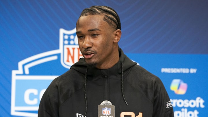 Former Colorado State wideout Tory Horton (WO21) answers questions at a press conference during the 2025 NFL Combine at Indiana Convention Center. Former Colorado State wideout Tory Horton (WO21) answers questions at a press conference during the 2025 NFL Combine at Indiana Convention Center.