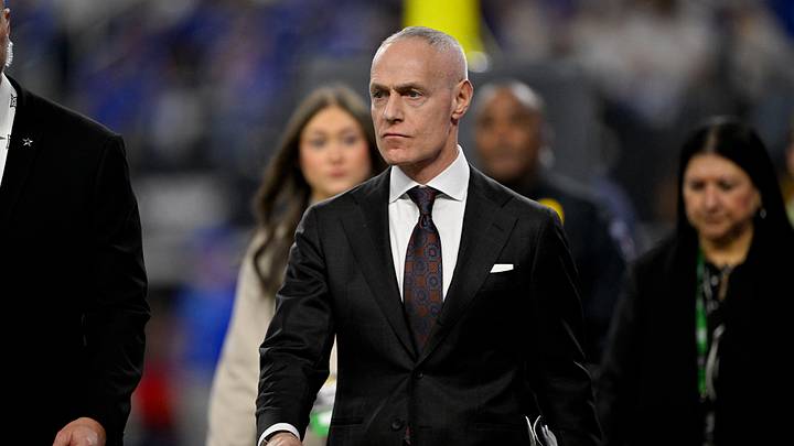 Dec 6, 2025; Arlington, TX, USA; Big 12 commissioner Brett Yormark walks on the field during the first half between the Texas Tech Red Raiders and the BYU Cougars at AT&T Stadium.