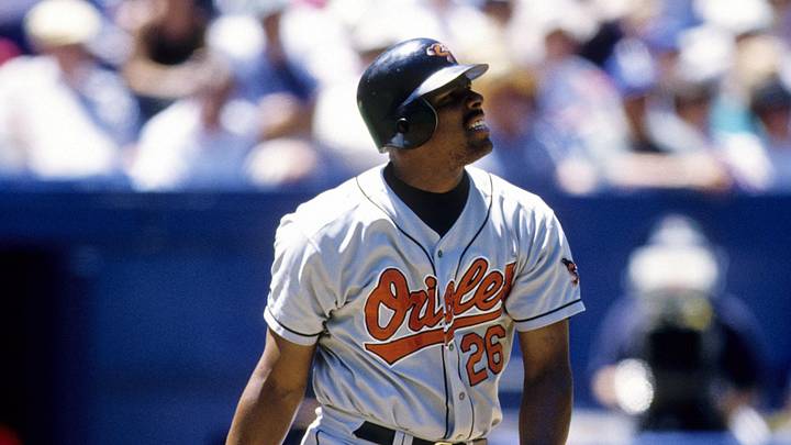 1996, Toronto, ON, CAN, USA; FILE PHOTO; Baltimore Orioles right fielder Bobby Bonilla in action at the plate at the Skydome during the 1996 season. Mandatory Credit: RVR Photos-Imagn Images