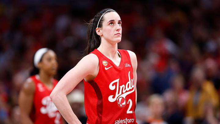 Caitlin Clark looks up during an Indiana Fever game. Caitlin Clark looks up during an Indiana Fever game.