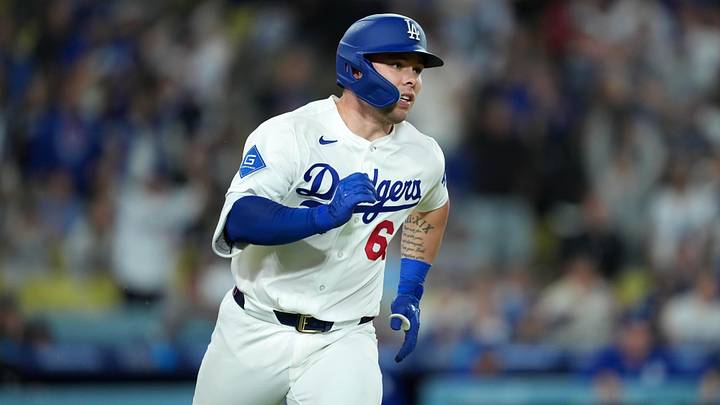 Jun 19, 2026; Los Angeles, California, USA; Los Angeles Dodgers catcher Dalton Rushing (68) runs the bases after hitting  walk-off single againat the Baltimore Orioles at Dodger Stadium. Mandatory Credit: Kirby Lee-Imagn Images