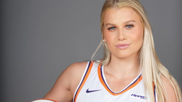 Apr 30, 2025; Phoenix, AZ, USA; Phoenix Mercury player Shyla Heal (23) poses for a photo during Media Day Mandatory Credit: Joe Camporeale-Imagn Images