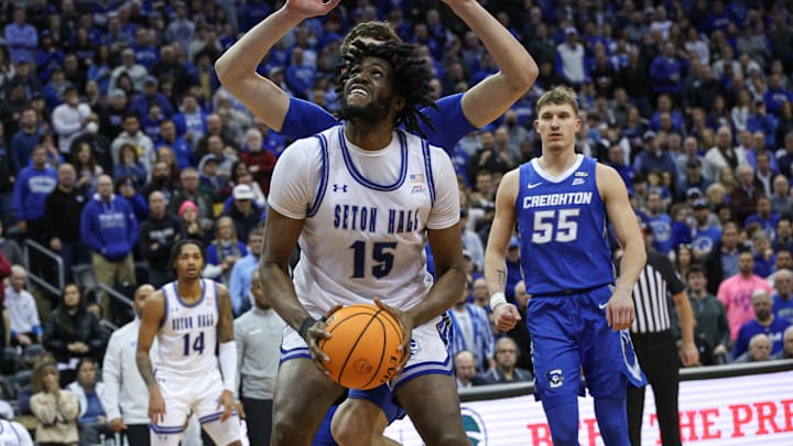 Jan 20, 2024; Newark, New Jersey, USA; Seton Hall Pirates center Jaden Bediako (15) looks to shoot