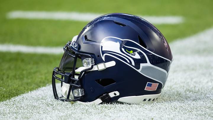 Dec 8, 2024; Glendale, Arizona, USA; Detailed view of a Seattle Seahawks helmet at State Farm Stadium. Dec 8, 2024; Glendale, Arizona, USA; Detailed view of a Seattle Seahawks helmet at State Farm Stadium.