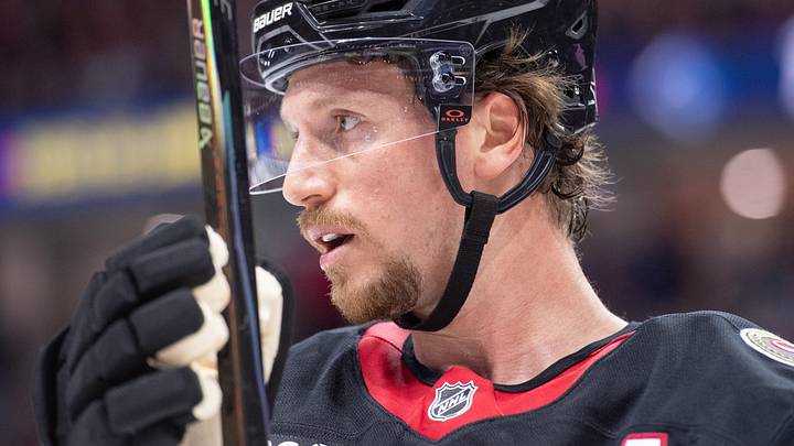 Mar 11, 2026; Ottawa, Ontario, CAN; Ottawa Senators defenseman Thomas Chabot (72) looks up the ice in the second period against the Montreal Canadiens  at the Canadian Tire Centre. Mandatory Credit: Marc DesRosiers-IMAGN Images