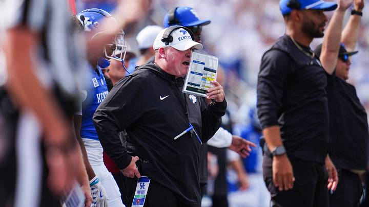 Kentucky Football defense coordinator Jay Bateman during the game against Alabama Saturday, Sept. 12, 2026 in Lexington, Kentucky. Kentucky Football defense coordinator Jay Bateman during the game against Alabama Saturday, Sept. 12, 2026 in Lexington, Kentucky.