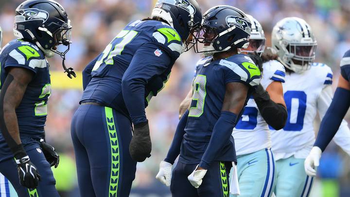 Seattle Seahawks linebacker Jared Ivey and Seattle Seahawks safety Bud Clark celebrate against the Dallas Cowboys. Seattle Seahawks linebacker Jared Ivey and Seattle Seahawks safety Bud Clark celebrate against the Dallas Cowboys.
