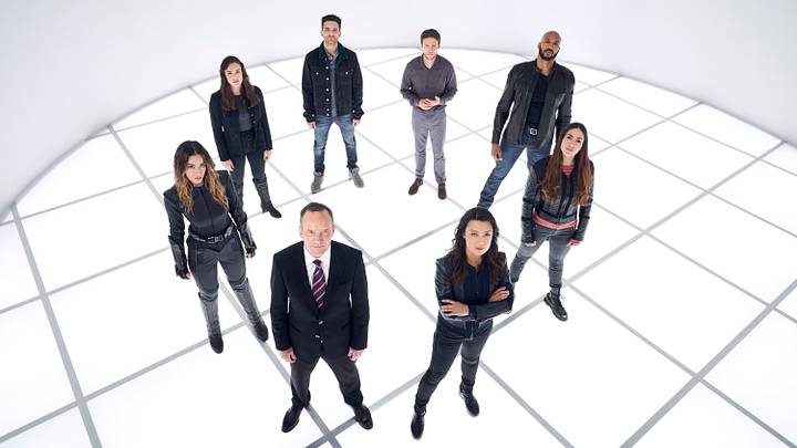 MARVEL AGENTS OF S.H.I.E.L.D. - ABC's "Agents of S.H.I.E.L.D." stars Chloe Bennet as Daisy Johnson, Elizabeth Henstridge as Jemma Simmons, Clark Gregg as Phil Coulson, Jeff Ward as Deke Shaw, Iain De Caestecker as Leo Fitz, Ming-Na Wen as Melinda May, Henry Simmons as Alphonso "Mack" MacKenzie, and Natalia Cordova-Buckley as Elena "Yo-Yo" Rodriguez. (ABC/Mitchell Haaseth)