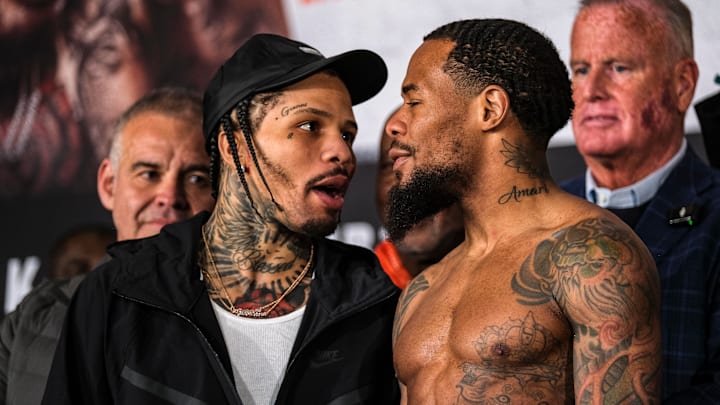WBA Lightweight Champion Gervonta "Tank" Davis faces off with Lamont Roach Jr. on February 28, 2025.