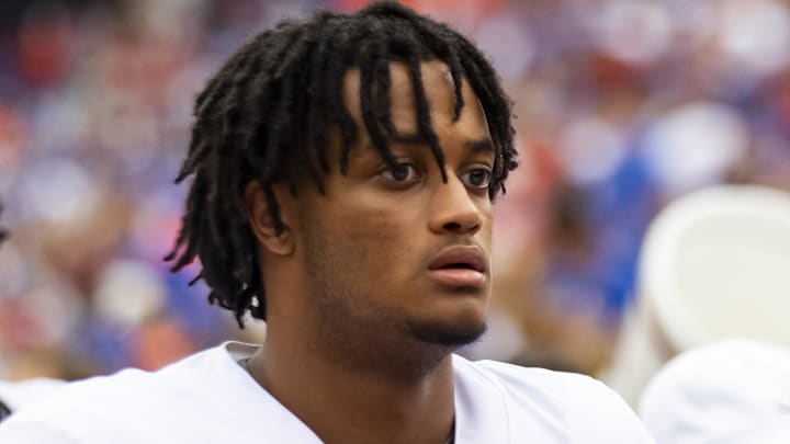Sep 18, 2021; Gainesville, Florida, USA; Alabama Crimson Tide linebacker Keanu Koht (19) against the Florida Gators at Ben Hill Griffin Stadium