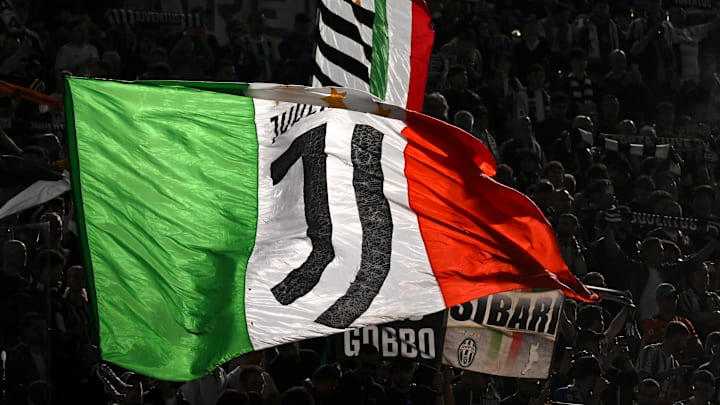 Juventus fans cheer on during the Serie A football match...