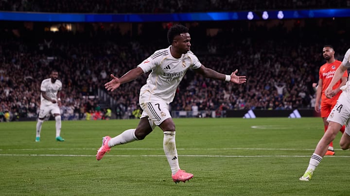 Vinicius Junior of Real Madrid CF celebrates a goal during... Vinicius Junior of Real Madrid CF celebrates a goal during...