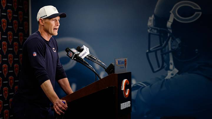 Jun 9, 2026; Lake Forest, IL, USA; Chicago Bears head coach Ben Johnson speaks during Minicamp at Halas Hall. Mandatory Credit: Kamil Krzaczynski-Imagn Images