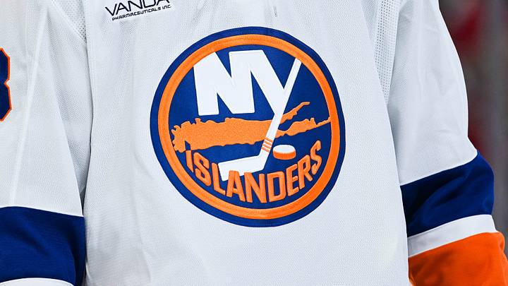 Feb 26, 2026; Montreal, Quebec, CAN; View of a New York Islanders logo on a jersey worn by a member of the team during the third period at Bell Centre. Feb 26, 2026; Montreal, Quebec, CAN; View of a New York Islanders logo on a jersey worn by a member of the team during the third period at Bell Centre.