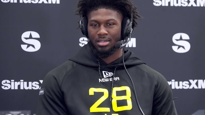 Feb 26, 2025; Indianapolis, IN, USA; Georgia linebacker Jalon Walker (LB28) on the SiriusXM radio set during the 2025 NFL Scouting Combine at the Indiana Convention Center. Feb 26, 2025; Indianapolis, IN, USA; Georgia linebacker Jalon Walker (LB28) on the SiriusXM radio set during the 2025 NFL Scouting Combine at the Indiana Convention Center.