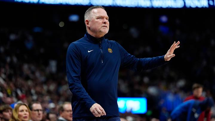 Mar 12, 2025; Denver, Colorado, USA; Denver Nuggets head coach Michael Malone during the second quarter against the Minnesota Timberwolves at Ball Arena. Mandatory Credit: Ron Chenoy-Imagn Images