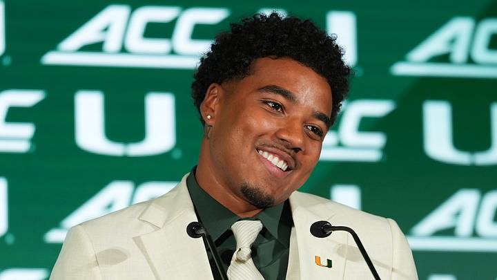 Jul 15, 2026; Charlotte, NC, USA; Miami quarterback Darian Mensah speaks to the media during ACC Media Days at Hilton Charlotte Uptown. Mandatory Credit: Jim Dedmon-Imagn Images Jul 15, 2026; Charlotte, NC, USA; Miami quarterback Darian Mensah speaks to the media during ACC Media Days at Hilton Charlotte Uptown. Mandatory Credit: Jim Dedmon-Imagn Images