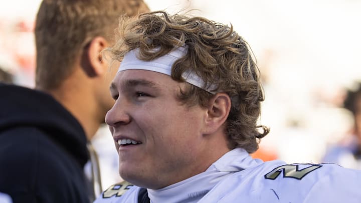 Oct 19, 2024; Tucson, Arizona, USA; Colorado Buffalos safety Ben Finneseth (28) against the Arizona Wildcats at Arizona Stadium. Mandatory Credit: Mark J. Rebilas-Imagn Images