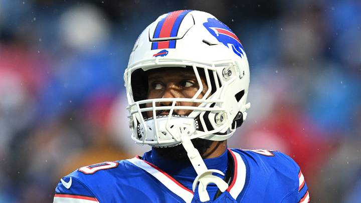 Dec 17, 2023; Orchard Park, New York, USA;  Buffalo Bills linebacker Von Miller (40) warms up before a game against the Dallas Cowboys at Highmark Stadium. Mandatory Credit: Mark Konezny-USA TODAY Sports