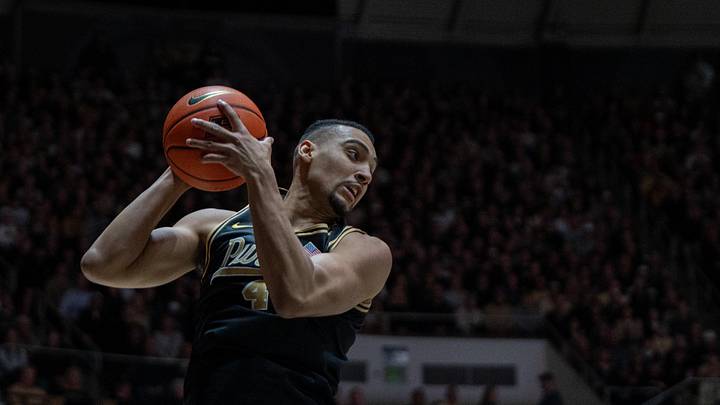 Purdue Boilermakers forward Trey Kaufman-Renn (4) secures a rebound.