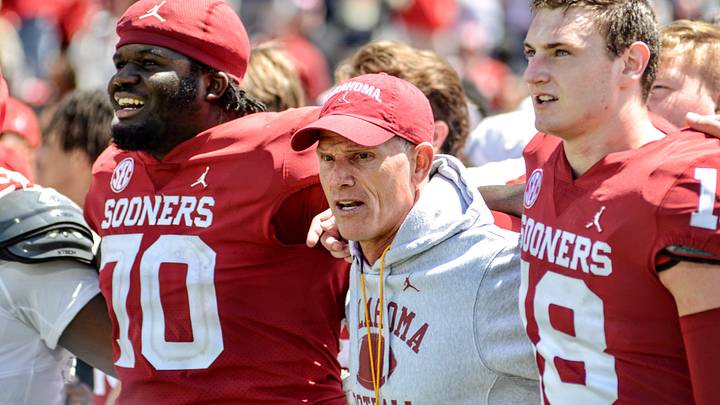 Oklahoma coach Brent Venables stands on the field after the Sooners' spring game. Oklahoma coach Brent Venables stands on the field after the Sooners' spring game.