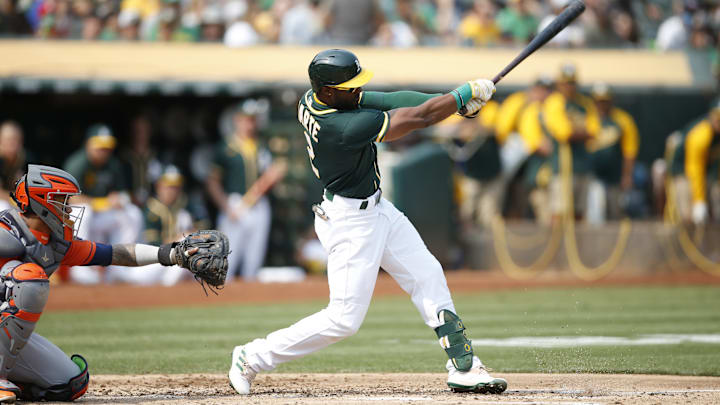 Starling Marte with the Athletics last season. 