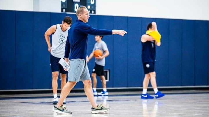 Kevin Young at BYU basketball practice