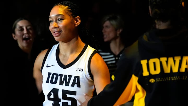 Iowa forward Hannah Stuelke (45) Iowa forward Hannah Stuelke (45)